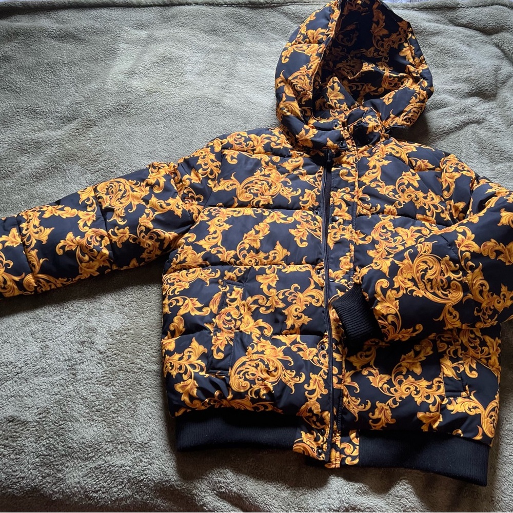 Versace style Jacket with Gold Pattern